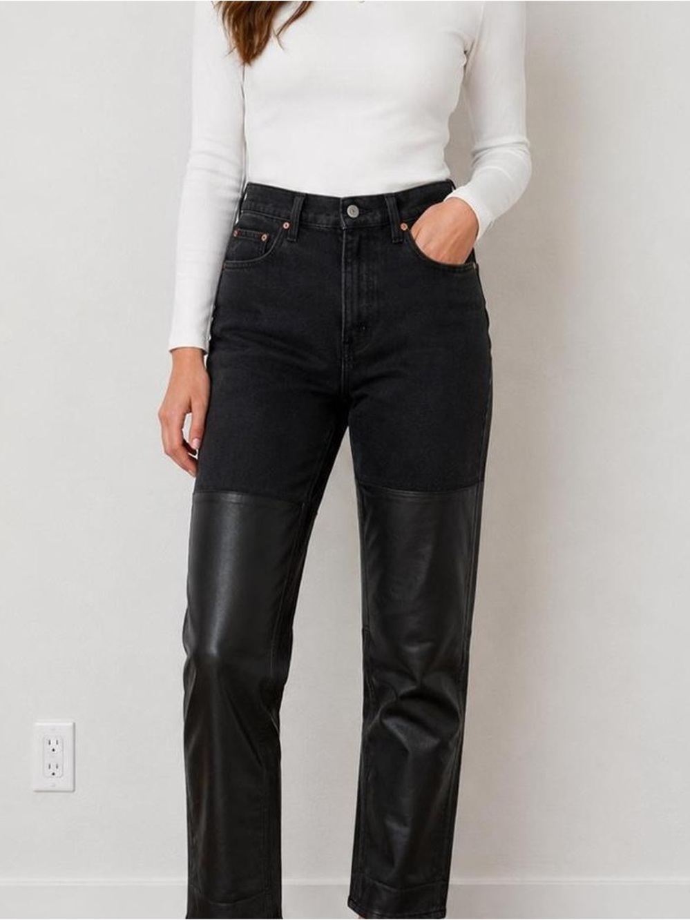 Abercrombie & Fitch Black Two-Tone Straight-Leg Jeans